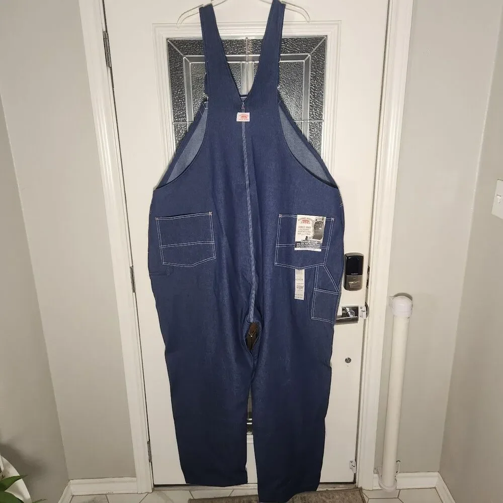 NWT Mens Round House Denim Jeans Carpenter Bib Overalls Sz 60X34 USA Made 5XL